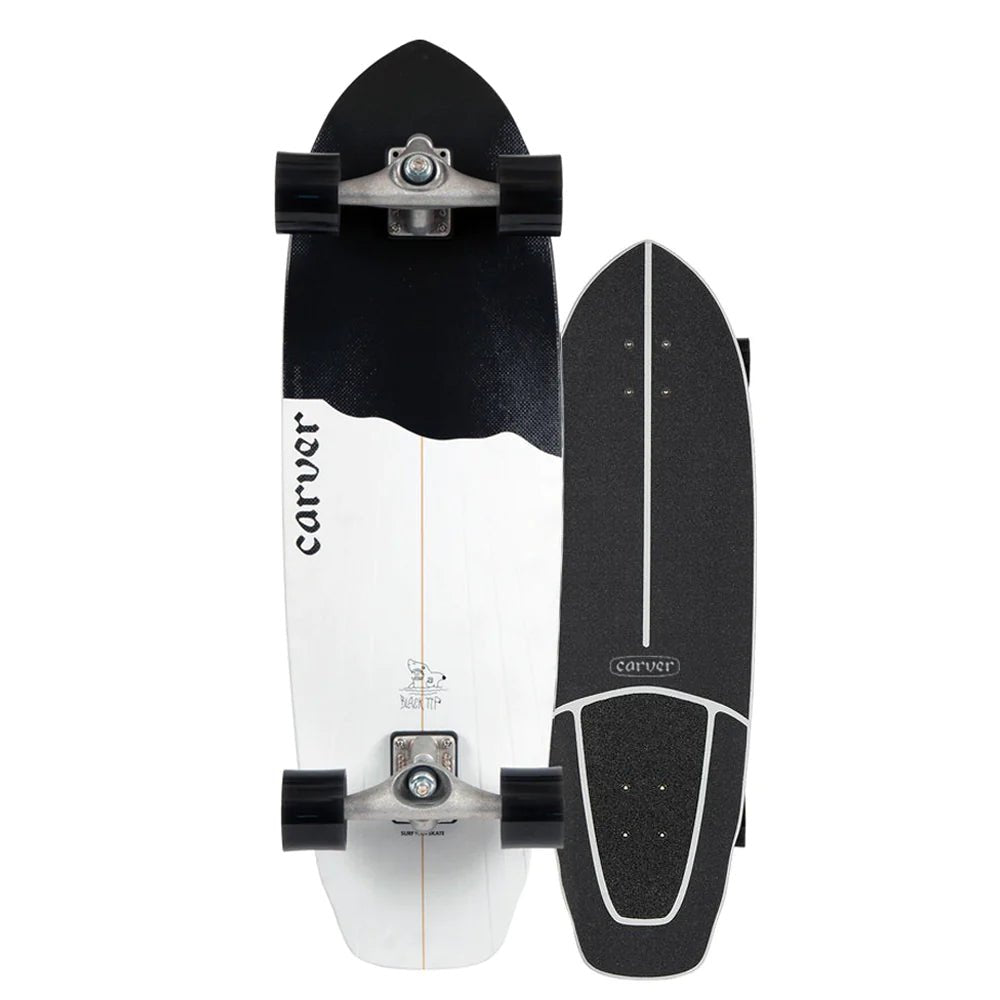 Carver 32.5&quot; Black Tip Surfskate Skateboard - Skymonster Watersports